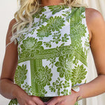 Sleeveless Buttons Detail Floral Print Top