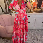 Catrisa™ | Floral Print V-neck Pocket Dress