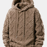 Relax Fit Geometric Jacquard Teddy Fleece Hoodie
