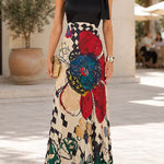 One Shoulder Abstract Floral Maxi Dress