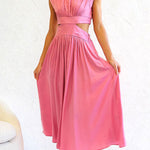 Margovil Mockneck Cut Out Waist Pockets Swing Dress