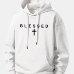 Blessed Cross Print Relax Fit Hoodie
