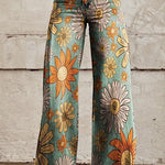 Margovil Vintage Floral Print Wide Leg Pants