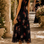 Margovil Sleeveless High Waist Floral Print Flowy Midi Dress