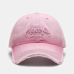 Slogan Embroidery Washed Baseball Cap