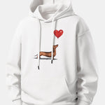 Heart-shaped Balloon Dachshund Print Relax Fit Hoodie