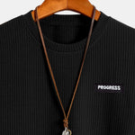 Ribbed Textured Crew Neck Sweatshirt