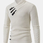 Leather Buckle Turtleneck Sweater