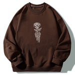 Rose Skull Hand Print Crew Neck Relaxed Sweatshirt