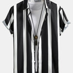 Striped Print Button Up Shirt & Swim Shorts