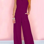 7 Colors Sleeveless Halter Waisted Wide Leg Jumpsuit
