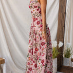 Spaghetti Strap Drop Waist Floral Print Maxi Dress