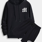 Letter Print Hoodie & Shorts