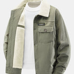 Teddy Fleece Lined Button Up Corduroy Jacket