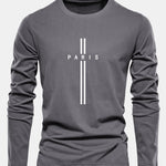Long Sleeve Paris Stripe Print Cotton T-Shirt
