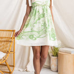 Margovil Bow Shoulder Sleeveless High Waist Floral Print Mini Dress