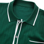 Contrast Trim Ribbed Knit Shirt & Slim Fit Tapered Trousers