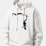 Outline Cat Print Relax Fit Hoodie