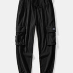 Long Sleeve Geometric Jacquard Arc Hem T-Shirt & Drawstring Corduroy Cargo Jogger Pants
