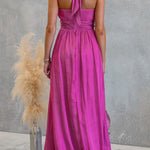 Halter Neck Ruffle Flowy Maxi Dress