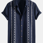 Geometric Print Linen Look Shirt