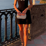 Margovil 3D Floral Neck Backless Mini Cami Dress