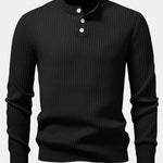 Ribbed Henley Neck Sweater