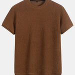 Short Sleeve Waffle Ribbed Hem T-Shirt