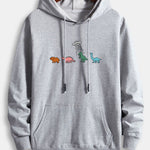 Cartoon Dinosaur Print Cotton Hoodie