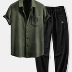 Short Sleeve Waffle Shirt & Drawstring Waffle Jogger Pants