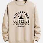 Halloween Witches Brew Coffee Print Relax Fit Sweatshirt