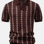 Geometric Knit V Neck Polo Shirt & Slim Fit Tapered Trousers