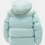 Corduroy Patchwork Hooded Puffer Jacket