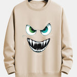 Evil Smiley Face Print Relax Fit Sweatshirt