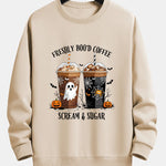 Halloween Coffee Print Relax Fit Sweatshirt