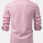 3 Pieces Seersucker Striped Stand Collar Shirt