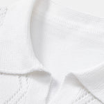 Geometric Crochet V Neck Polo Shirt
