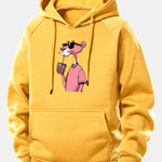 Pink Panther Print Drawstring Hoodie