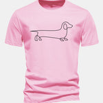 Regular Fit Line Dachshund Print Cotton T-Shirt