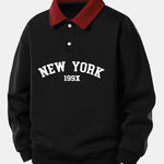 Relax Fit New York Print Contrast Polo Sweatshirt
