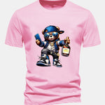 Regular Fit Hip Hop Bear Print Cotton T-Shirt