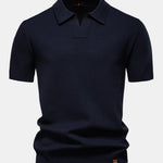 Pineapple Texture Knit V Neck Polo & Cotton Chino Shorts