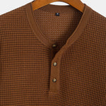 Henley Neck Textured Ribbed Hem T-Shirt