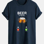 Regular Fit Beer Is Calling Print Cotton T-Shirt
