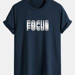 Regular Fit Focus Slogan Print Cotton T-Shirt