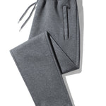 Solid Zipper Pocket Cotton Straight Leg Pants