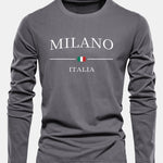 Long Sleeve Milano Print Cotton T-Shirt