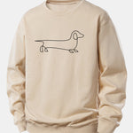 Line Dachshund Print Relax Fit Sweatshirt