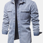 Washed Denim Overshirt With Pockets