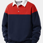 Contrast Polo Collar Sweatshirt